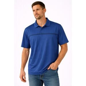 Tasso Elba Golf Polo Shirt Mens XL Blue Performance Stretch Short Sleeve